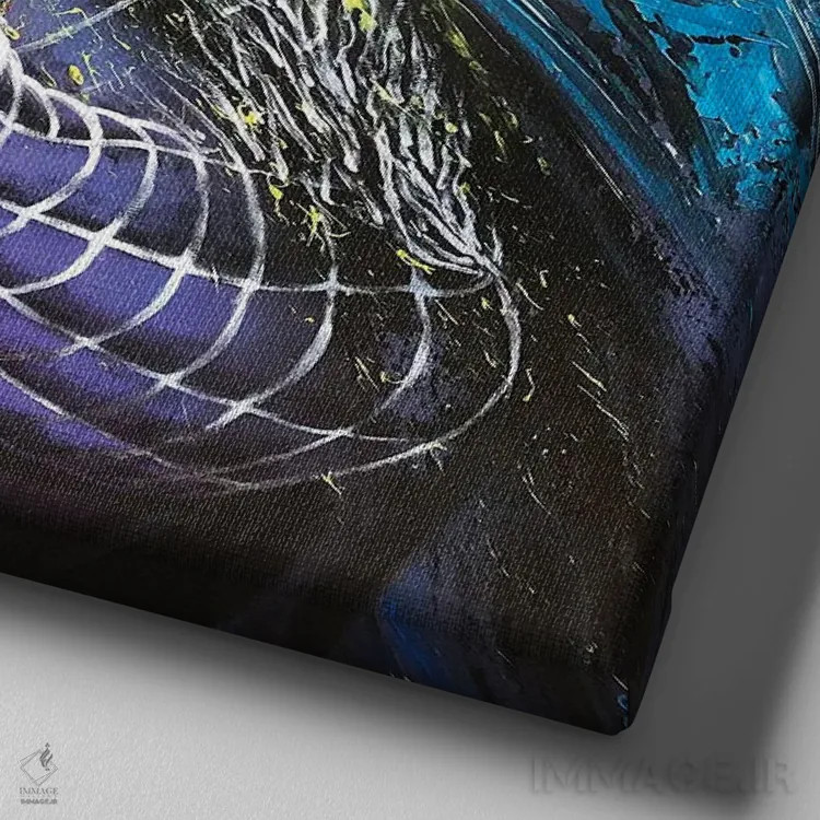 تابلو روی تاریک خوبی اثر استل باربه - نمای نزدیک بافت بوم