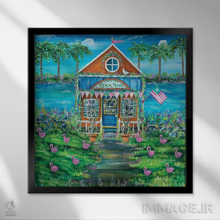 تابلو خانه ساحلی اثر استل گرنگس - نمای قابدار مشکی