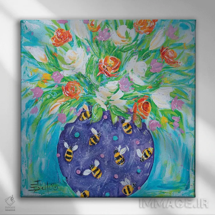 تابلو زنبور فروتن و مهربان اثر استل گرنگس - نمای روبهرو روی دیوار