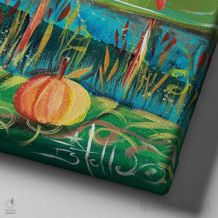 تابلو شادی پاییزی اثر استل گرنگس - نمای نزدیک بافت بوم