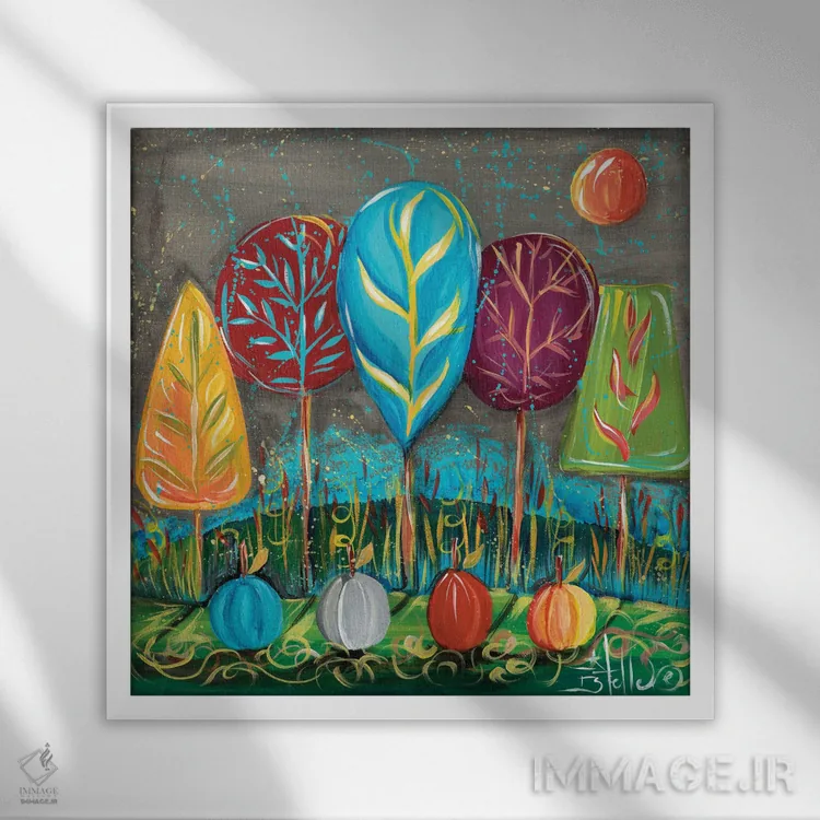 تابلو شادی پاییزی اثر استل گرنگس - نمای قابدار سفید