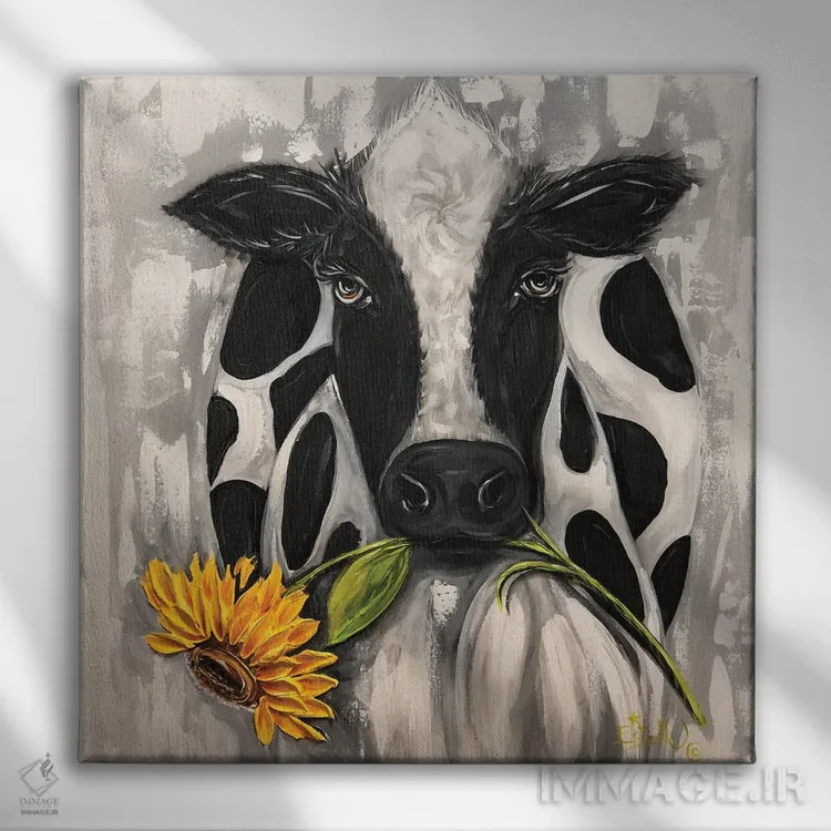 تابلو گاو آفتابگردان اثر استل گرنگس - نمای روبهرو روی دیوار