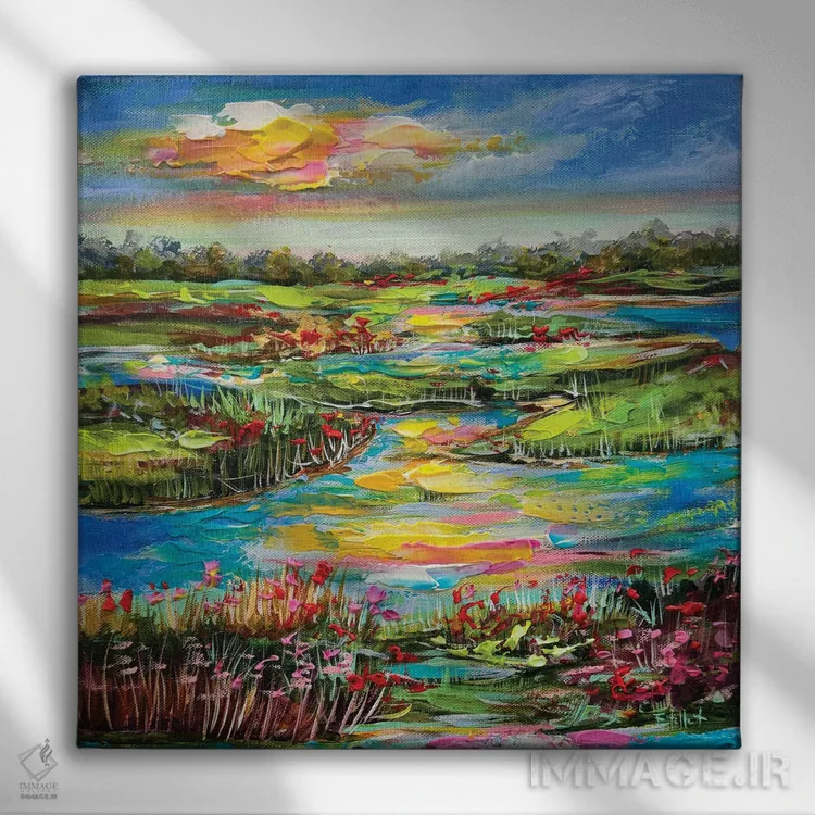 تابلو چمنزار باتلاقی اثر استل گرنگس - نمای روبهرو روی دیوار