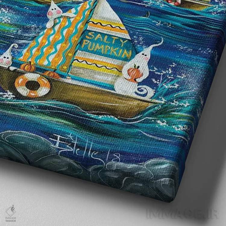 تابلو هالووین اثر استل گرنگس - نمای نزدیک بافت بوم