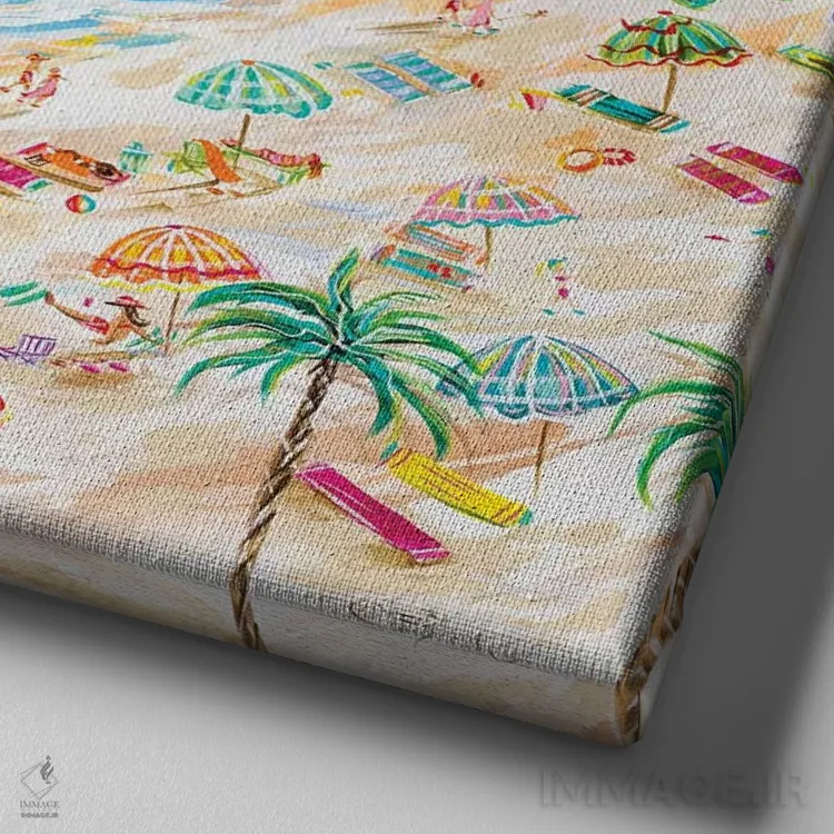 تابلو یک روز در ساحل اثر استل گرنگس - نمای نزدیک بافت بوم