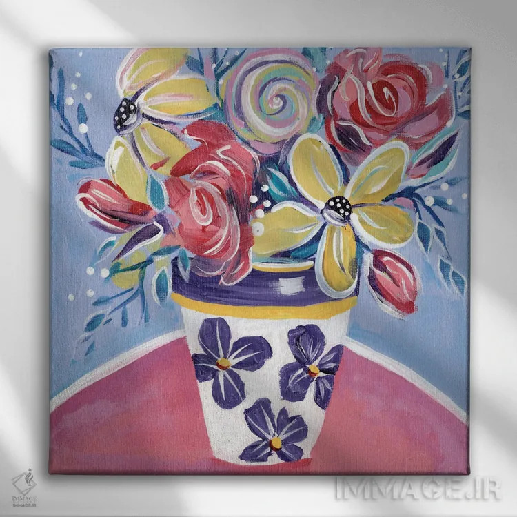 تابلو گلهای کوچک و بزرگ اثر استل گرنگس - نمای روبهرو روی دیوار