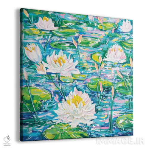 تابلو نیلوفرهای آبی شناور اثر استل گرنگس - نمای پرسپکتیو محصول