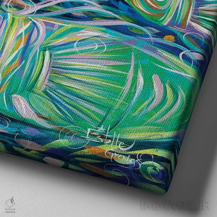 تابلو دسته ماهیها اثر استل گرنگس - نمای نزدیک بافت بوم