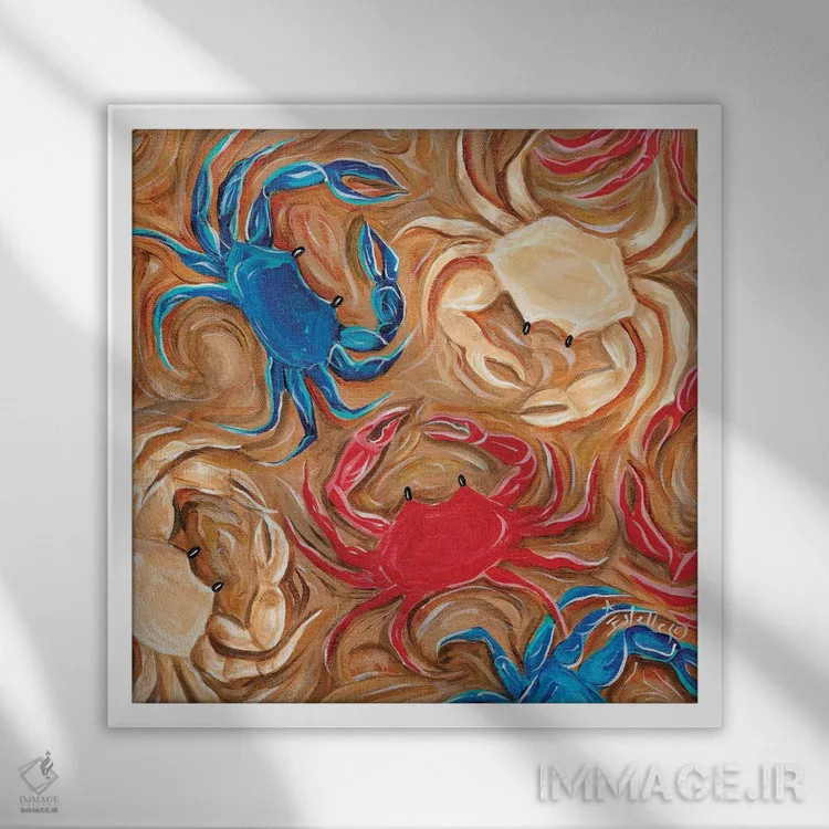 تابلو خرچنگهای وطنپرست اثر استل گرنگس - نمای قابدار سفید