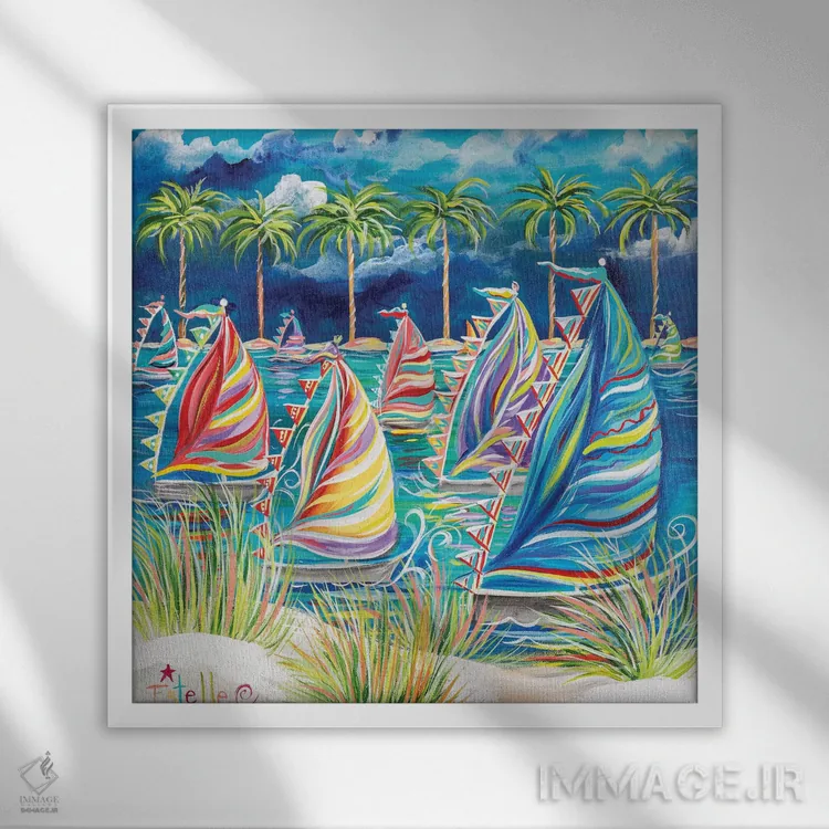 تابلو بیا تا کشتی برانیم اثر استل گرنگس - نمای قابدار سفید