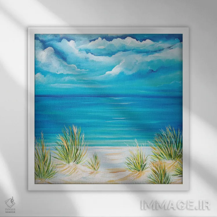 تابلو کنار ساحل راندن اثر استل گرنگس - نمای قابدار سفید