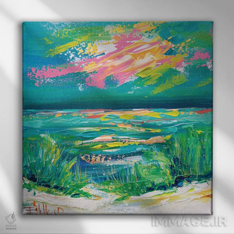 تابلو ساحل رنگارنگ اثر استل گرنگس - نمای روبهرو روی دیوار