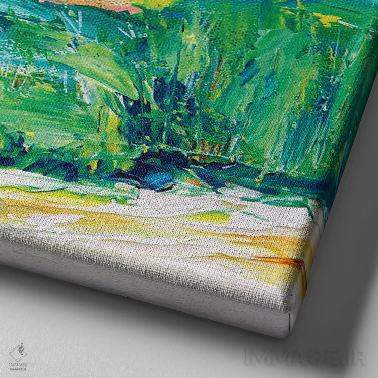 تابلو ساحل رنگارنگ اثر استل گرنگس - نمای نزدیک بافت بوم