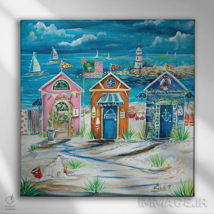 تابلو اتاقکهای تعویض لباس اثر استل گرنگس - نمای روبهرو روی دیوار