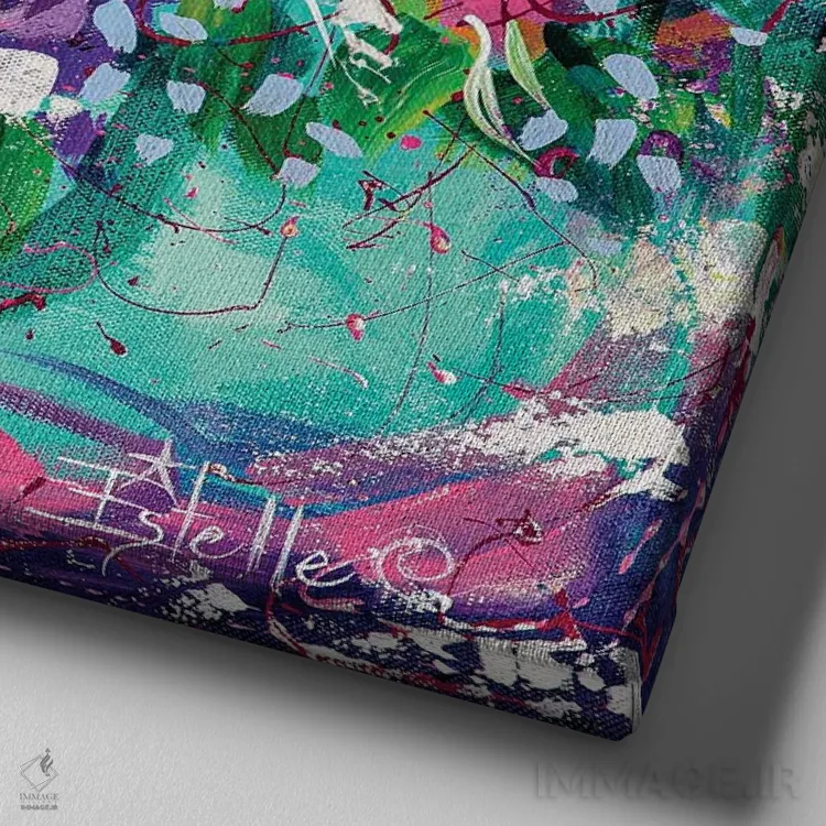 تابلو تازه بریدشده اثر استل گرنگس - نمای نزدیک بافت بوم