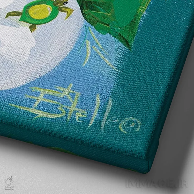 تابلو شکوفههای لاکپشتی اثر استل گرنگس - نمای نزدیک بافت بوم