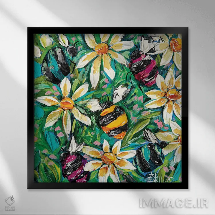 تابلو سرگردانی زنبورها اثر استل گرنگس - نمای قابدار مشکی