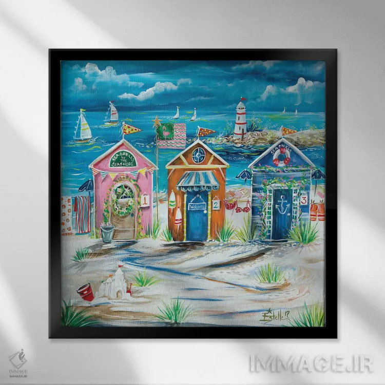 تابلو اتاقکهای تعویض لباس اثر استل گرنگس - نمای قابدار مشکی