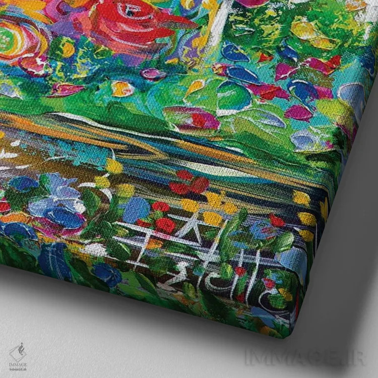 تابلو خانهی وارونه اثر استل گرنگس - نمای نزدیک بافت بوم