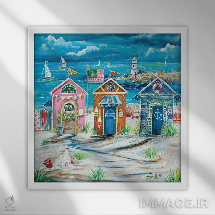 تابلو اتاقکهای تعویض لباس اثر استل گرنگس - نمای قابدار سفید