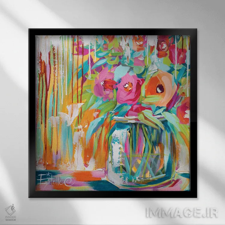 تابلو زیبایی در شکوفه اثر استل گرنگس - نمای قابدار مشکی