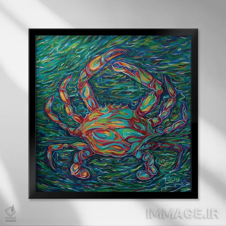 تابلو خرچنگ اثر استل گرنگس - نمای قابدار مشکی