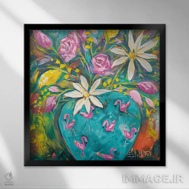 تابلو آبهای فلامینگو اثر استل گرنگس - نمای قابدار مشکی