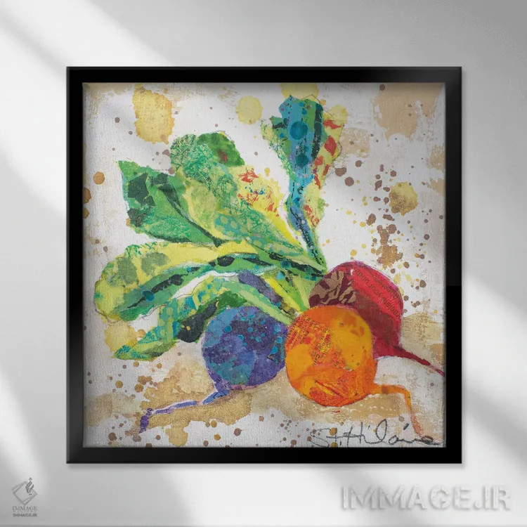 تابلو آبپاشی سبزیجات ۱ اثر الیزابت سن هیلر - نمای قابدار مشکی