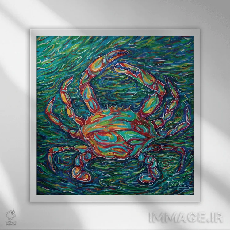 تابلو خرچنگ اثر استل گرنگس - نمای قابدار سفید