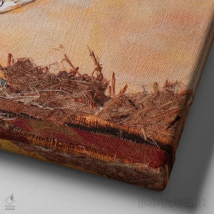 تابلو نوکتیزداری طوقدار (نوعی پرنده) اثر الیزابت سن هیلر - نمای نزدیک بافت بوم