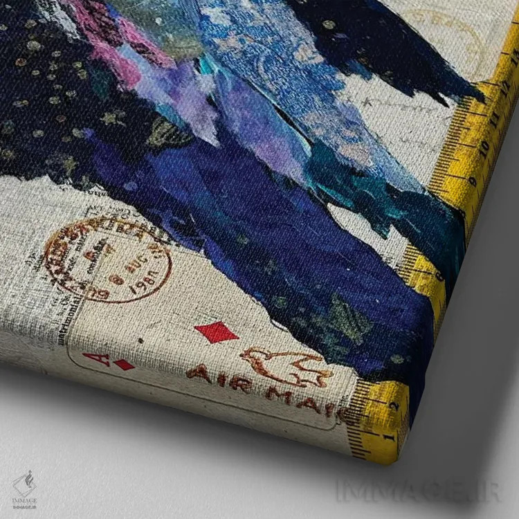 تابلو کارتپستال از پو ۱ اثر الیزابت سن هیلر - نمای نزدیک بافت بوم