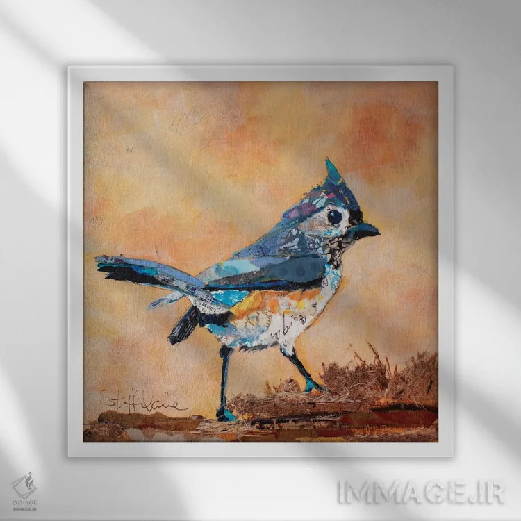 تابلو نوکتیزداری طوقدار (نوعی پرنده) اثر الیزابت سن هیلر - نمای قابدار سفید