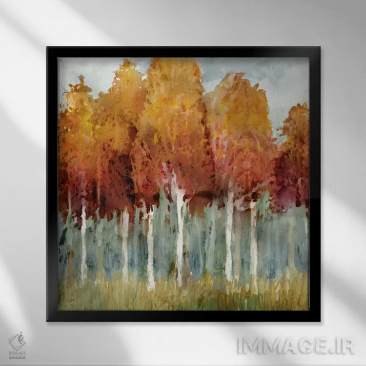 تابلو غبغان ۱ (درخت توس) اثر ادوارد سلکرک - نمای قابدار مشکی