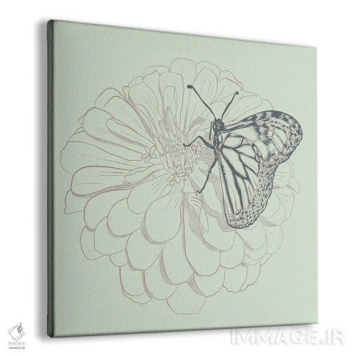 تابلو پروانه سلطنتی و داهلیا لینوتایپ اثر ارین اسپارلر - نمای پرسپکتیو محصول