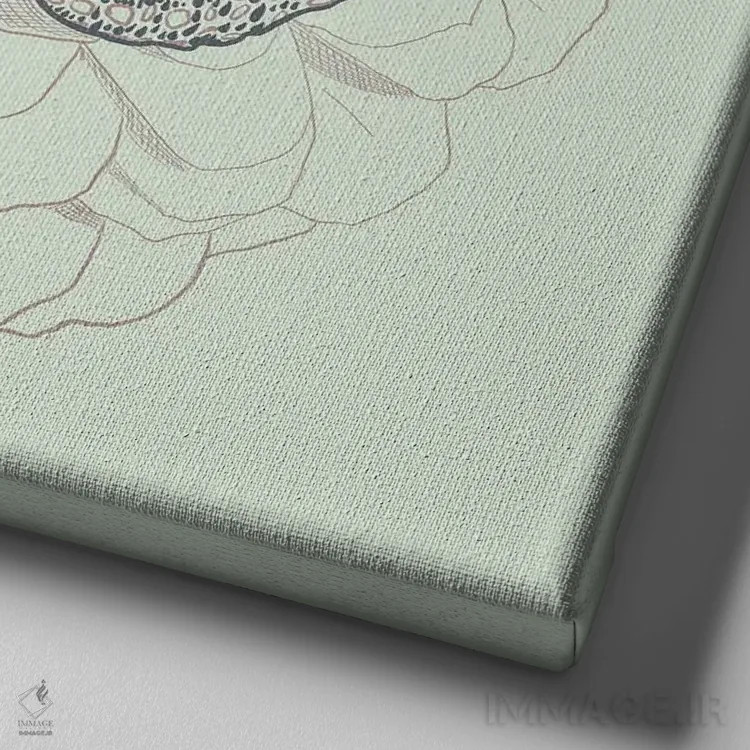 تابلو پروانه سلطنتی و داهلیا لینوتایپ اثر ارین اسپارلر - نمای نزدیک بافت بوم