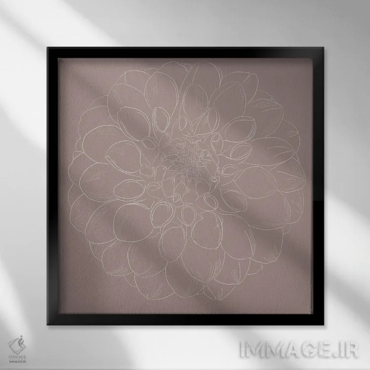 تابلو داهلیا لینوتایپ (نوع گل؛ و تکنیک چاپ) اثر ارین اسپارلر - نمای قابدار مشکی
