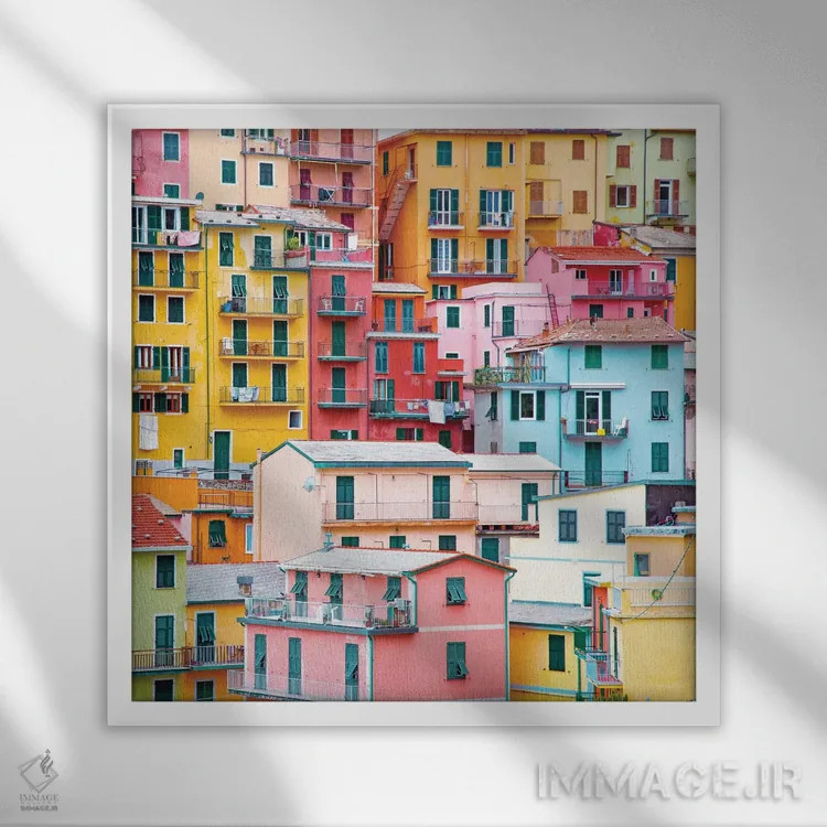 تابلو چینکو تره (نام منطقهای در ایتالیا) اثر ارین سامر - نمای قابدار سفید