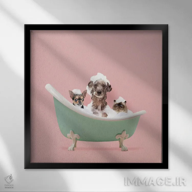 تابلو حیوانات کثیف (طنز) اثر ارین سامر - نمای قابدار مشکی