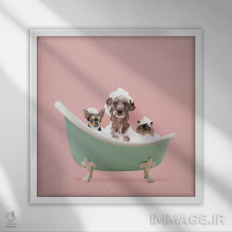 تابلو حیوانات کثیف (طنز) اثر ارین سامر - نمای قابدار سفید