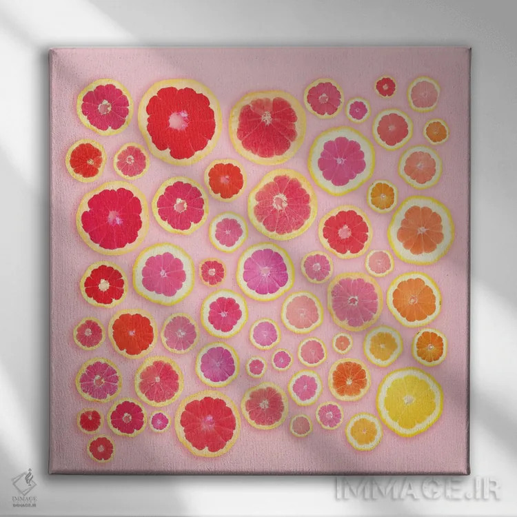 تابلو برشهای صورتی اثر ارین سامر - نمای روبهرو روی دیوار