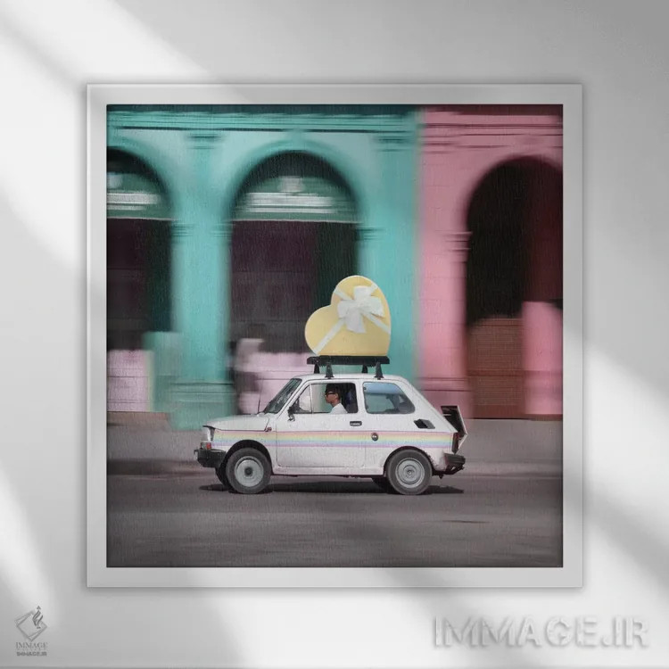 تابلو ماشین عشق اثر ارین سامر - نمای قابدار سفید