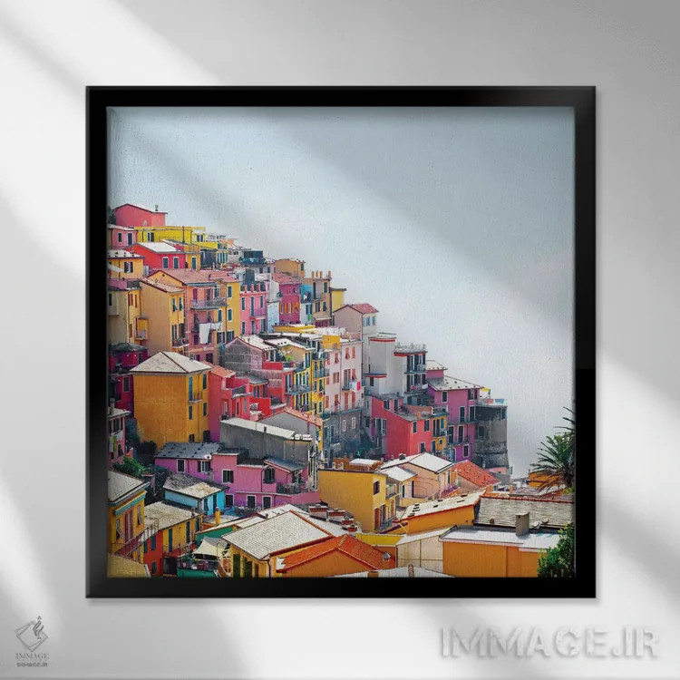 تابلو تپه مانارولا (شهری در ایتالیا) اثر ارین سامر - نمای قابدار مشکی