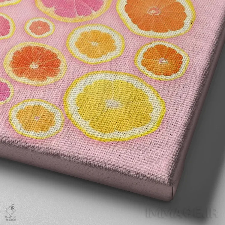 تابلو برشهای صورتی اثر ارین سامر - نمای نزدیک بافت بوم