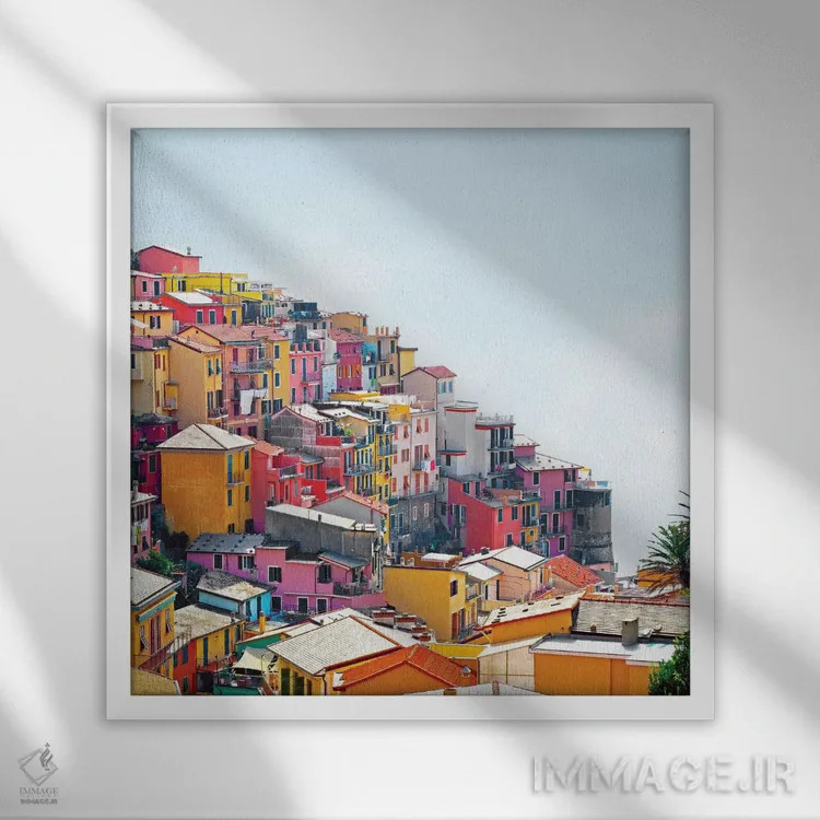 تابلو تپه مانارولا (شهری در ایتالیا) اثر ارین سامر - نمای قابدار سفید