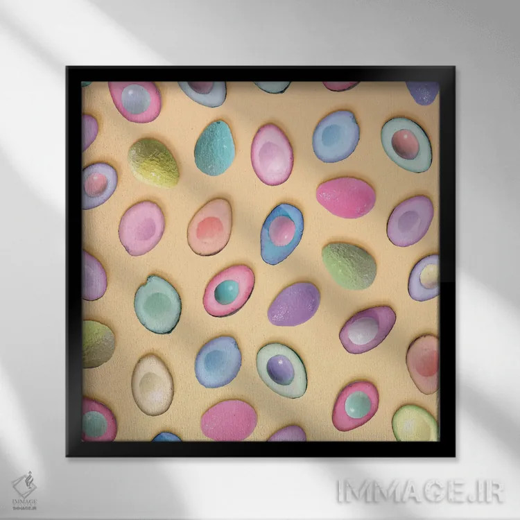 تابلو آووکادوهای پاستلی اثر ارین سامر - نمای قابدار مشکی