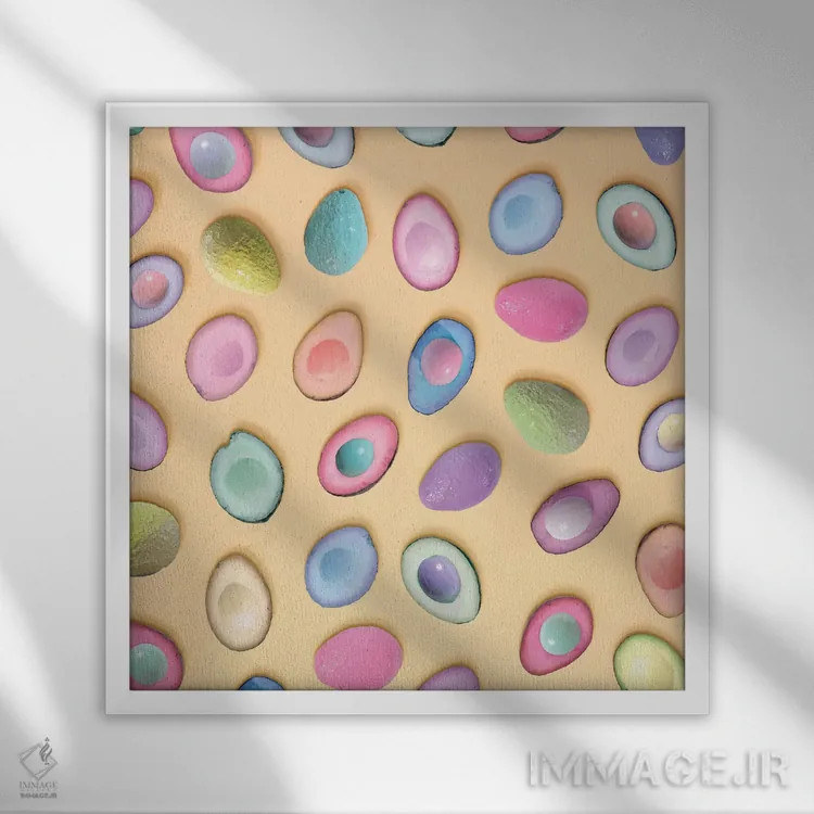 تابلو آووکادوهای پاستلی اثر ارین سامر - نمای قابدار سفید