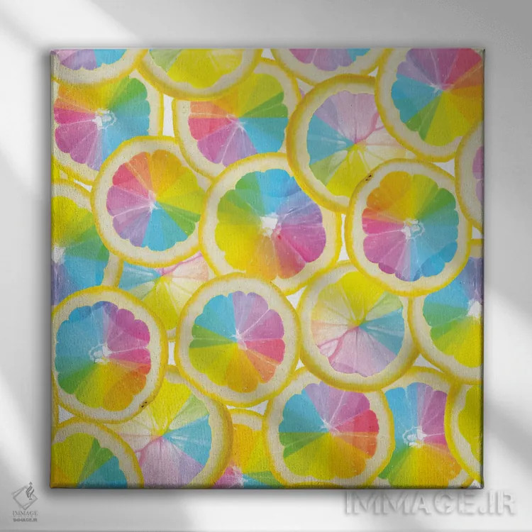 تابلو مرکبات شیشه رنگی اثر ارین سامر - نمای روبهرو روی دیوار