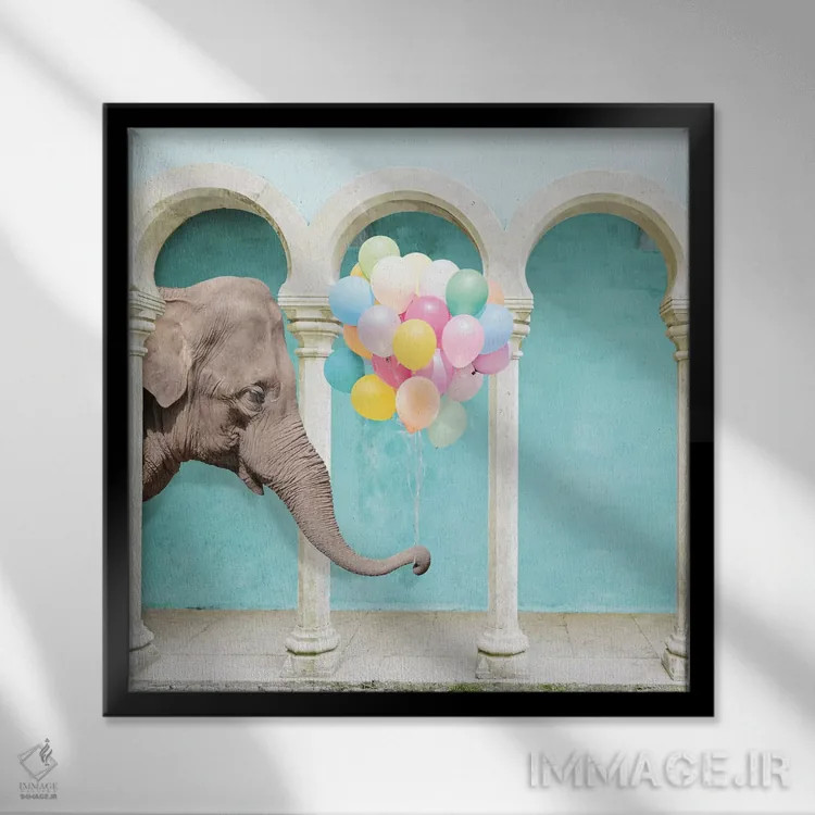 تابلو فیل هرگز فراموش نمیکند اثر ارین سامر - نمای قابدار مشکی