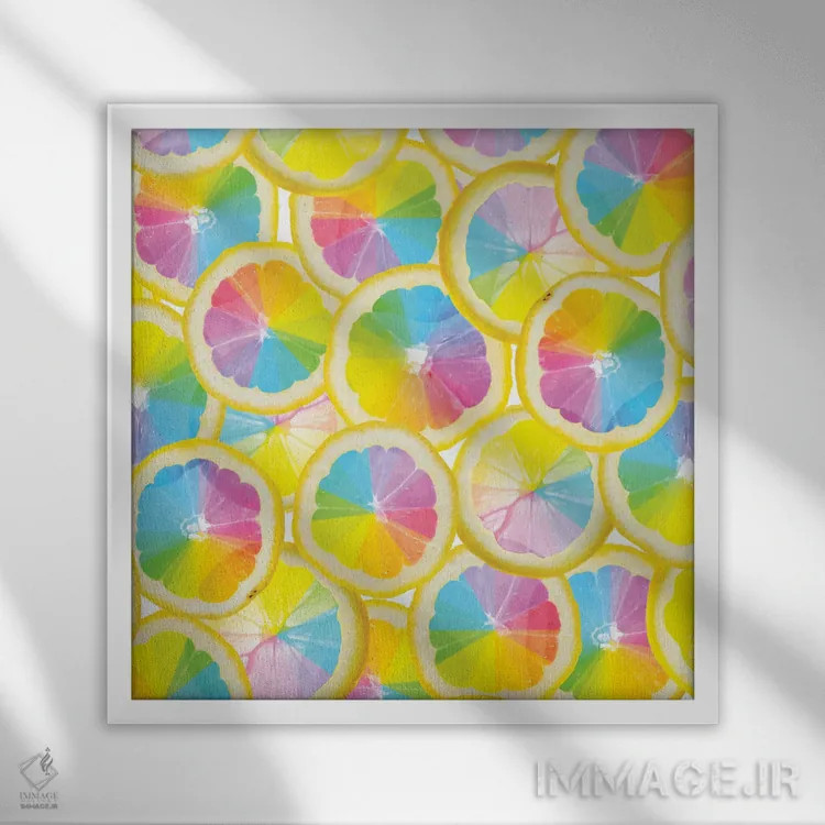تابلو مرکبات شیشه رنگی اثر ارین سامر - نمای قابدار سفید