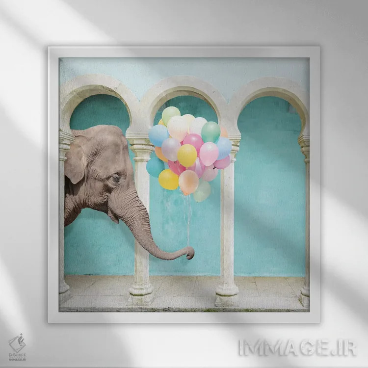 تابلو فیل هرگز فراموش نمیکند اثر ارین سامر - نمای قابدار سفید